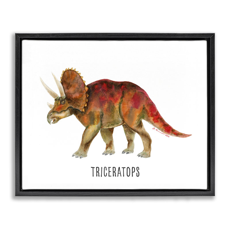  «Triceratops Dinosaur Apprendre» par Brett Blumenthal, Cadre flottant noir de jais, H 25 po x l 31 po