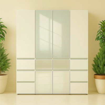 Système de placard modulaire en bois avec miroir Elise
