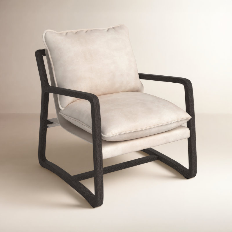 Windy Upholstered Armchair, Cream Polyester, Gray