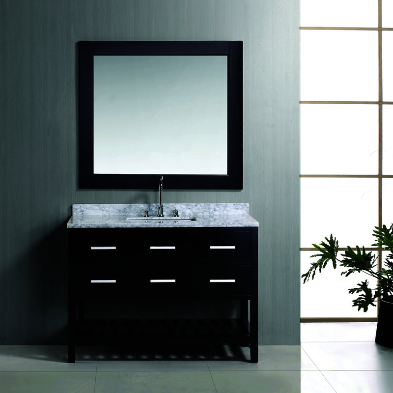 Ensemble de meuble-lavabo de salle de bain simple avec miroir 48 po Kanode, Espresso