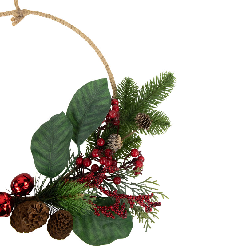 Red And Green Foliage Pinecones And Berries Artificial Christmas 17-Inch Unlit