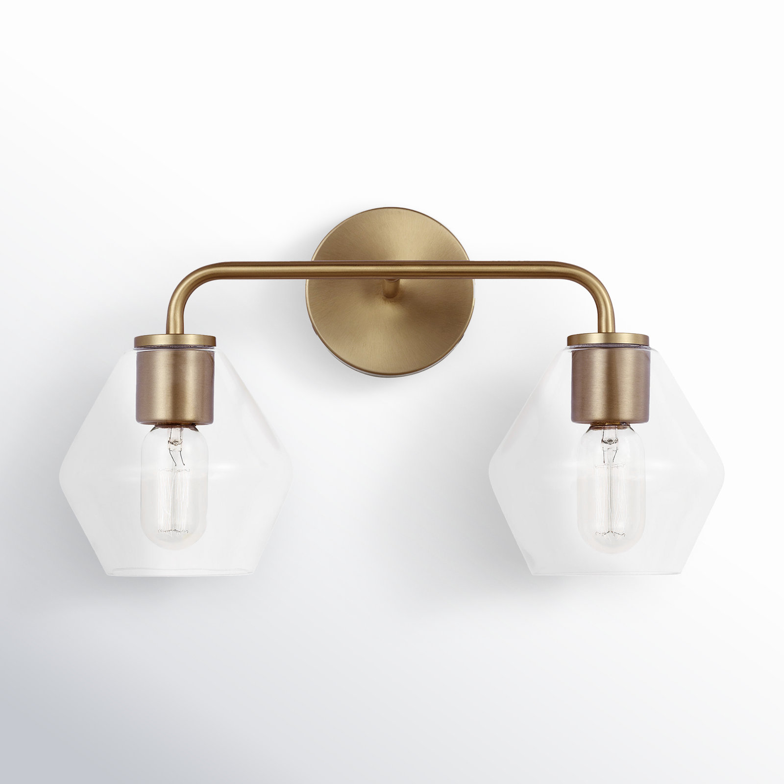 Rooks 2 - Light Dimmable Vanity Light, Satin Brass, Clear