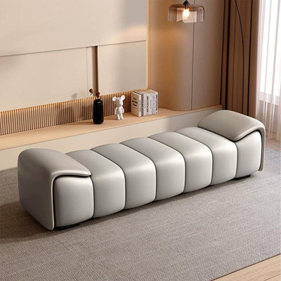 Banc rembourré gris + gris clair