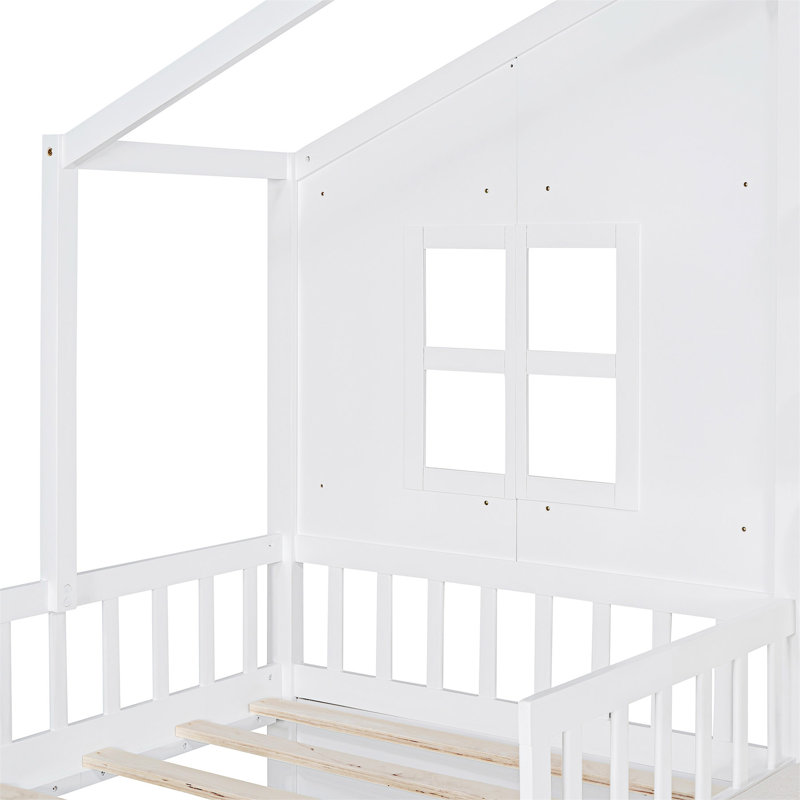 Platm Bed With Sofa And Storage, White