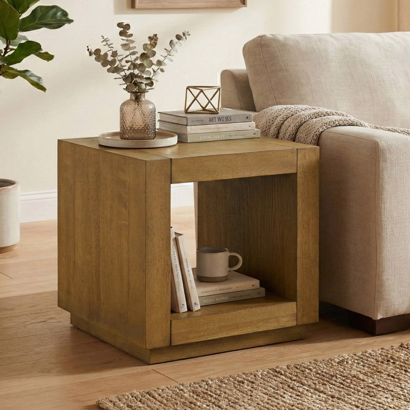 Ulyen Square Wooden End Table, Brown
