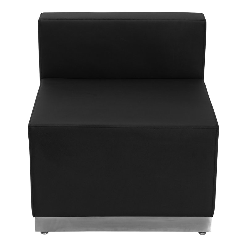 Configuration de réception modulaire 6 pièces LeatherSoft avec dossier et siège tendus, Noir