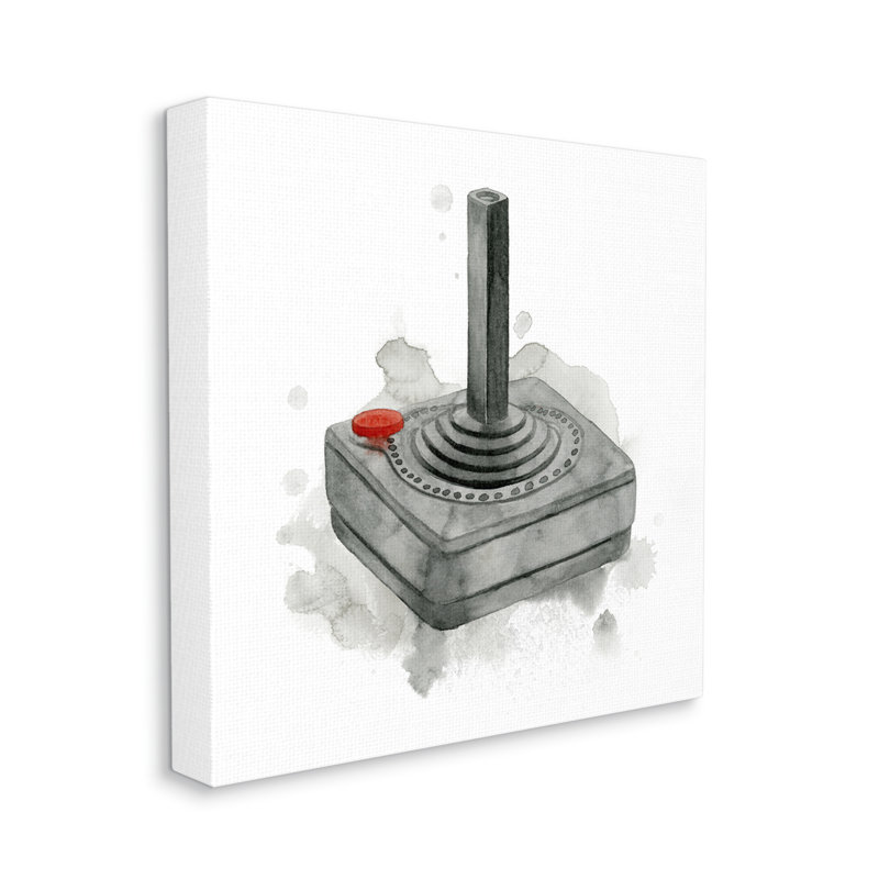 «Au-579-Canvas», jeu vidéo rétro avec joystick sur toile par Grace Popp, H 17 po x l 17 po x P 1,5 po