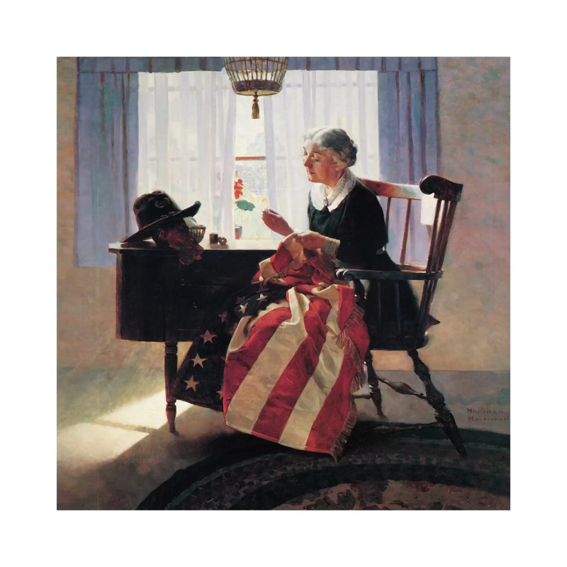Mending The Flag by Norman Rockwell - Wrapped Canvas Painting, 66.04 cm H x 66.04 cm W