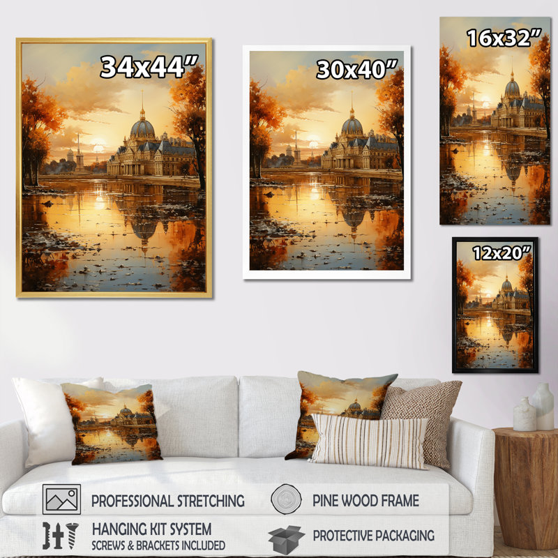 Coucher de soleil sur la seine à Paris I sur toile, Toile tendue, H 20 po x l 12 po x P 1 po