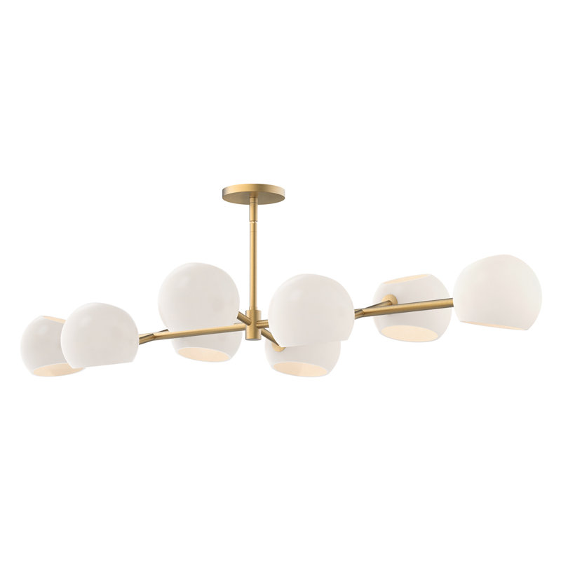 Willow 8 - Light Sputnik Chandelier, Brushed Gold, Opal Matte