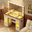 Meuble-lavabo de 43,3 po avec grand miroir et ampoules Hollywood