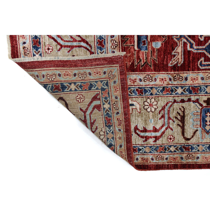 High-Quality Hand-Knotted Red And Camel Area Rug