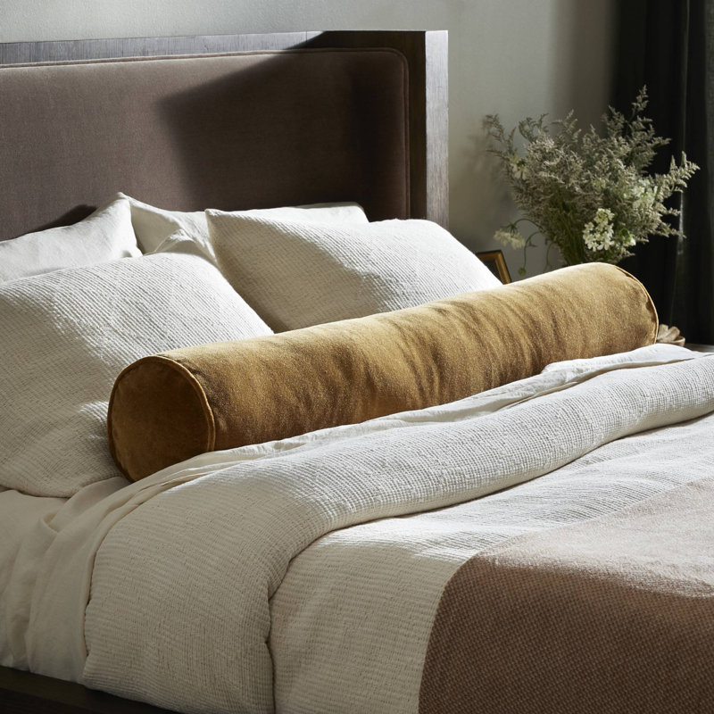 Bridger Viscose Blend Bolster Pillow Cover & Insert, Monte Navy, Bolster 8"H x 20"W