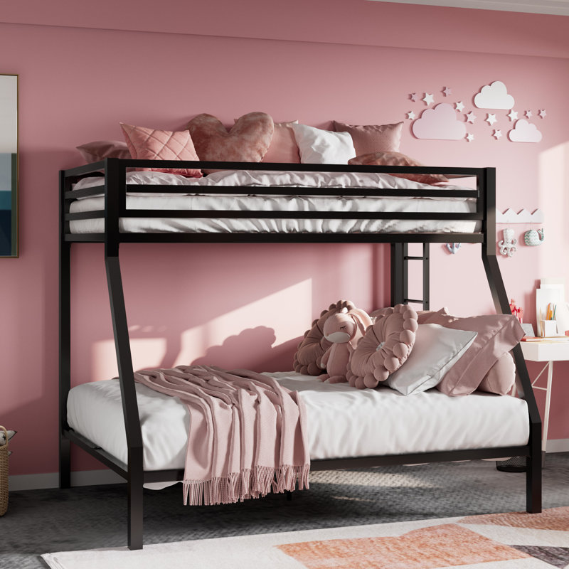 Koffler Kids Bunk Metal Bed Frame, Full, Black