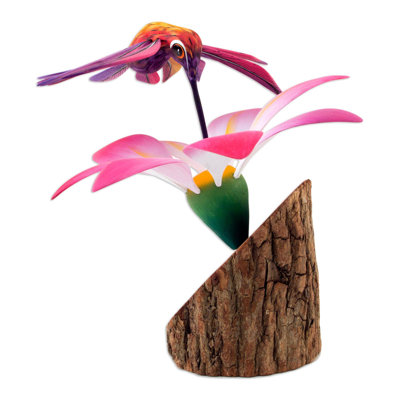 Decorative Handmade Floral Wood Bird Figurine