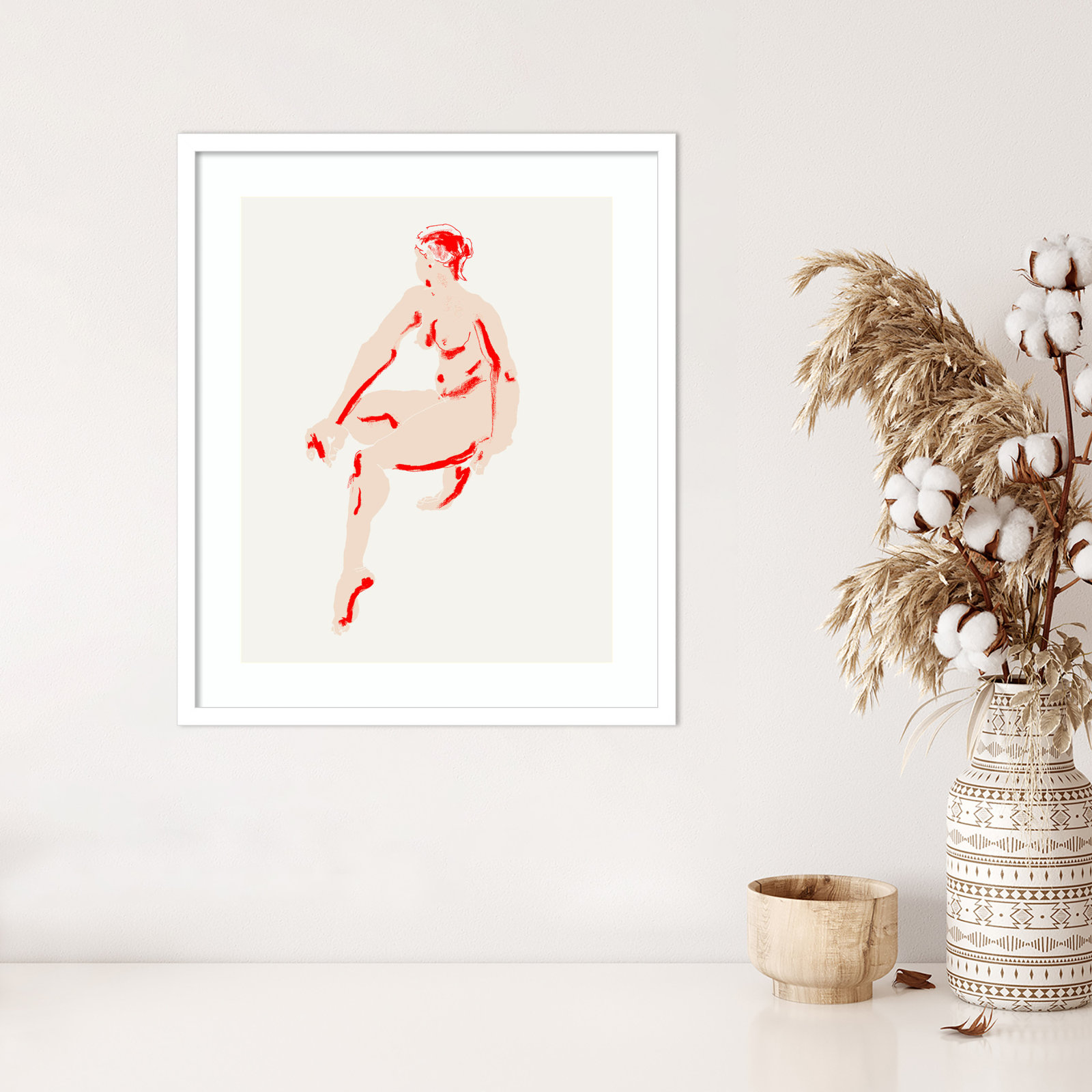 Henn "Naked Woman" Print, White, 25" H x 21" W