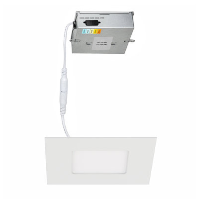 Ensemble d'éclairage encastré carré blanc à DEL 6 po avec interrupteur sélectionnable 5 températures de couleur (CCT) Lotos
