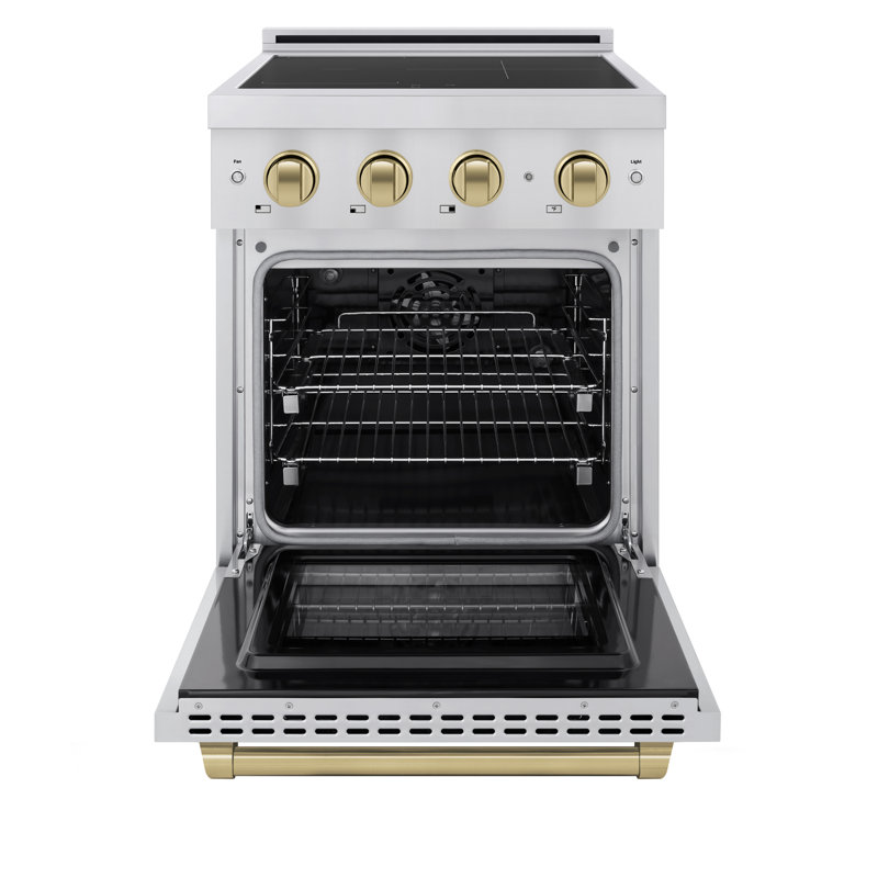 ZLINE Autograph 24 in. Paramount Induction Range with 3 Element Cooktop & Champagne Bronze Accents, Champagne Bronze
