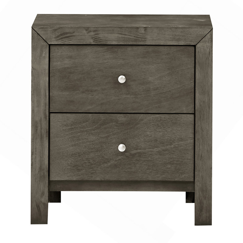 Chic Gray Transitional Nightstand, Gray