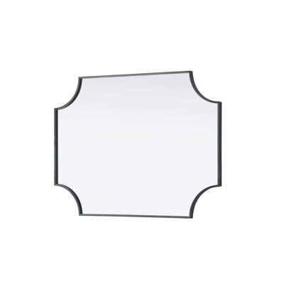 Notched Metal Mirror 27x36 inch in Black
