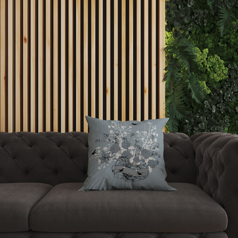 Coussin Elegant, H 26 po x l 26 po, Menthe / gris / noir