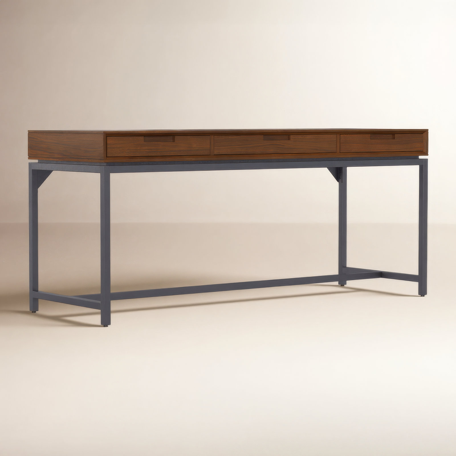 Lars Mid Century Desk, 31.50" H x 72" W x 24" D, Walnut/Black