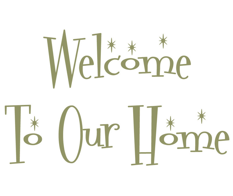 Décalcomanie murale "welcome to the home", Olive, H 14,5 po x l 24 po x P 0,01 po