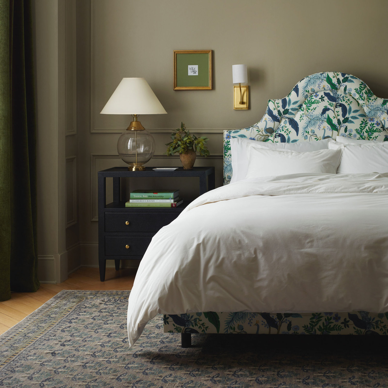 Rifle Paper Co. x Cloth & Company Marion Bed, Rpc Peacock Blue & White Linen, King