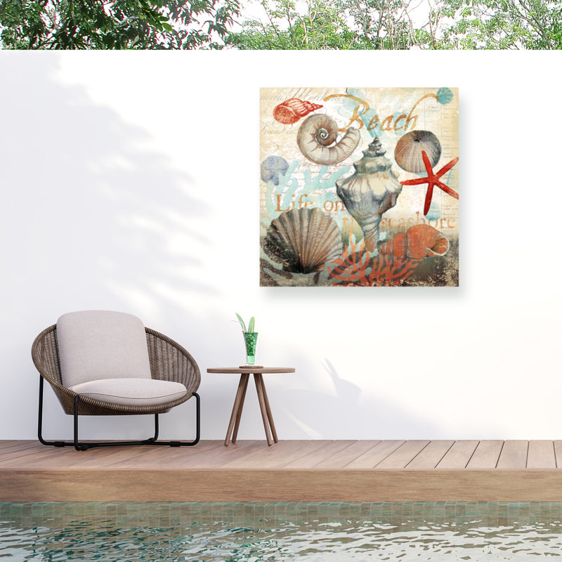 Toile d'extérieur «Shell Collector Beach», Art Licensing Studio, H 35 po x l 35 po x P 1,5 po