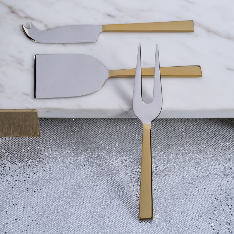 Latis Two-Tone Polished Cheese Knife Set