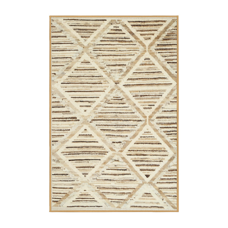 Tapis beige contemporain, Rectangle 6 pi x 9 pi
