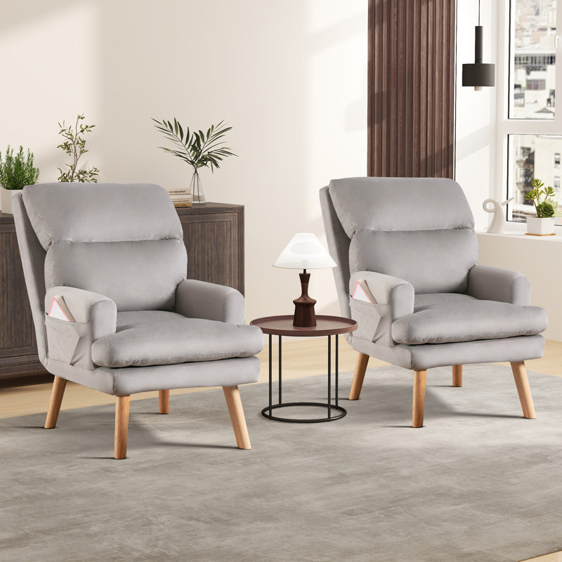 44.1''Wide Modern Soft Upholstered Standard Reclining Accent Chair With Ottoman, Gray Velvet