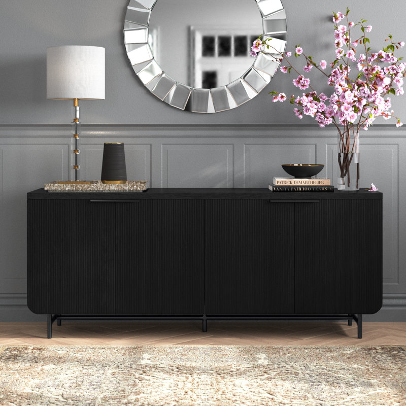 Ludlow Reeded 4-Door Black Sideboard