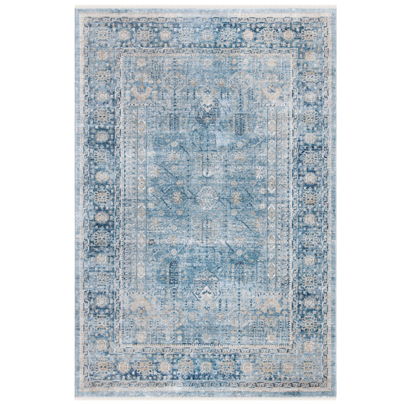 Tapis bleu / ivoire Rumsey, Rectangle 9 pi x 12 pi