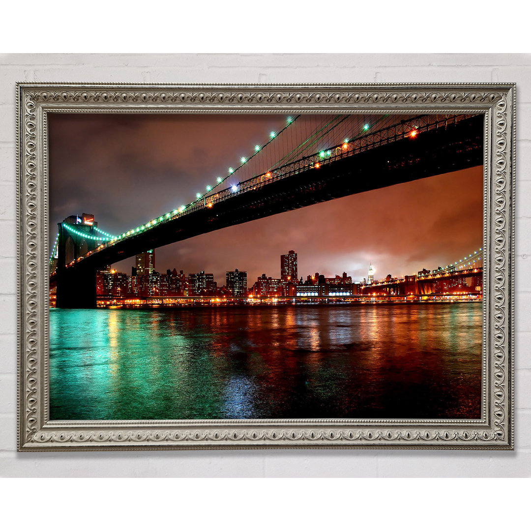 Brooklyn Bridge New York bei Nacht - Einzelne Bilderrahmen Kunstdrucke