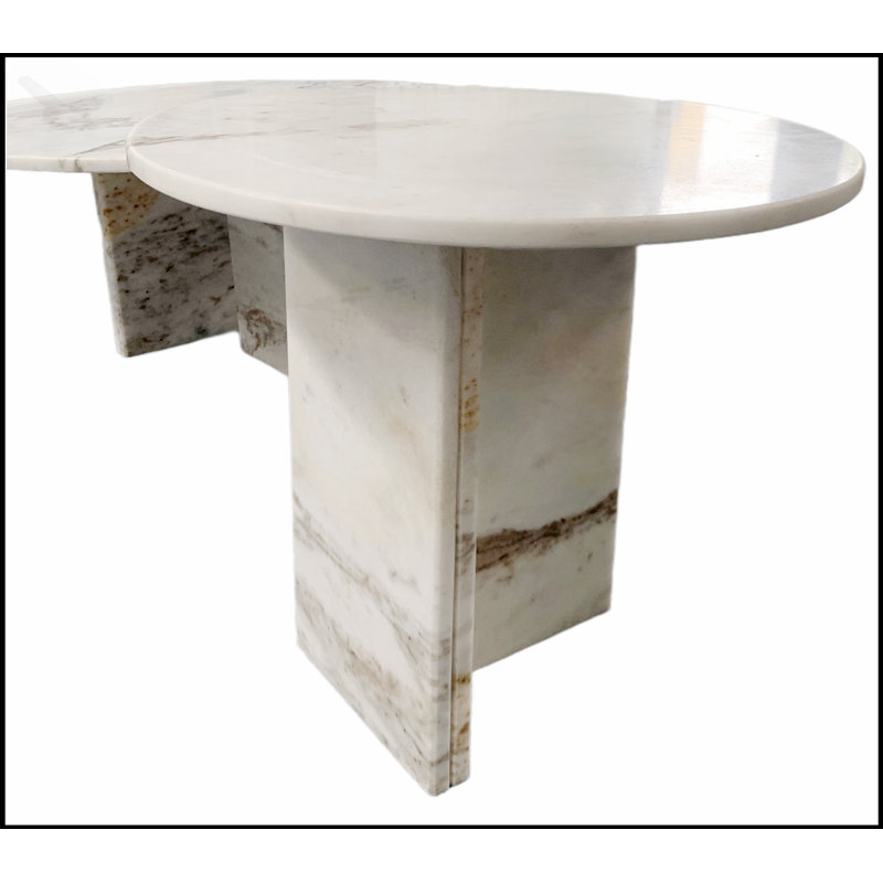 Table basse en marbre véritable blanc naturel véritable, petit accent de salon, veinage unique, design durable et élégant
