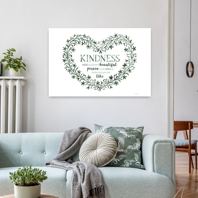 Kindness Heart 1 Piece Wrapped Canvas Wall Art, 60.96cm H x 91.44cm W