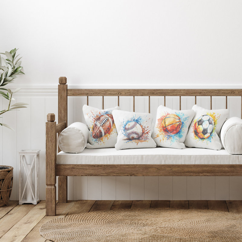 Coussin décoratif Stupell Industries Modern Splash Sports Balls par LSR Design Studio (ensemble de 4)