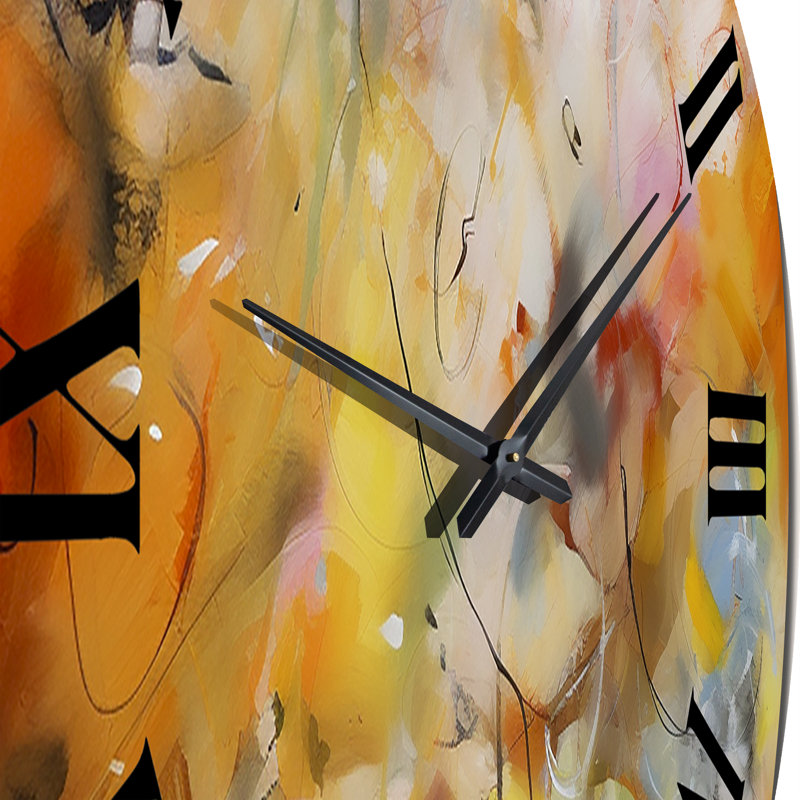 Horloge murale bleue, jaune et orange, Très grand