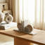 Geometric 6" Travertine & Marble Bookends Set