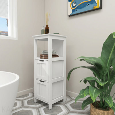 Bathroom Floor Cabinet With 2-Drawers And 1 Storage Shelf,Freestanding Wood Storage Organizer Cabinet