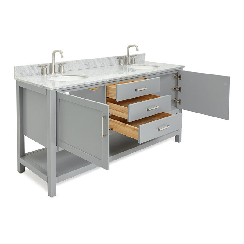 Bayhill 73'' W Double Vanity, 73", White, Oval