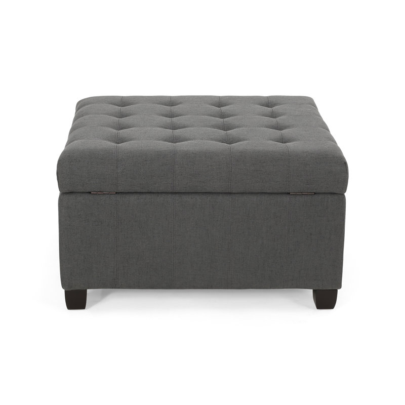 Dark Gray Upholstered With Sophisticated Waffle And Abundant Storage Area, 31"X31"X18.6 Stitch Spacious Compartment,