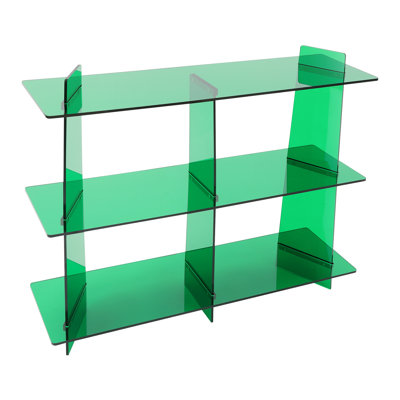 Acrylic Bookshelf 3 Tier Green Sofa Table Storage Display Rack Modern Acrylic Side End Table for Home Office Bedroom Bathroom