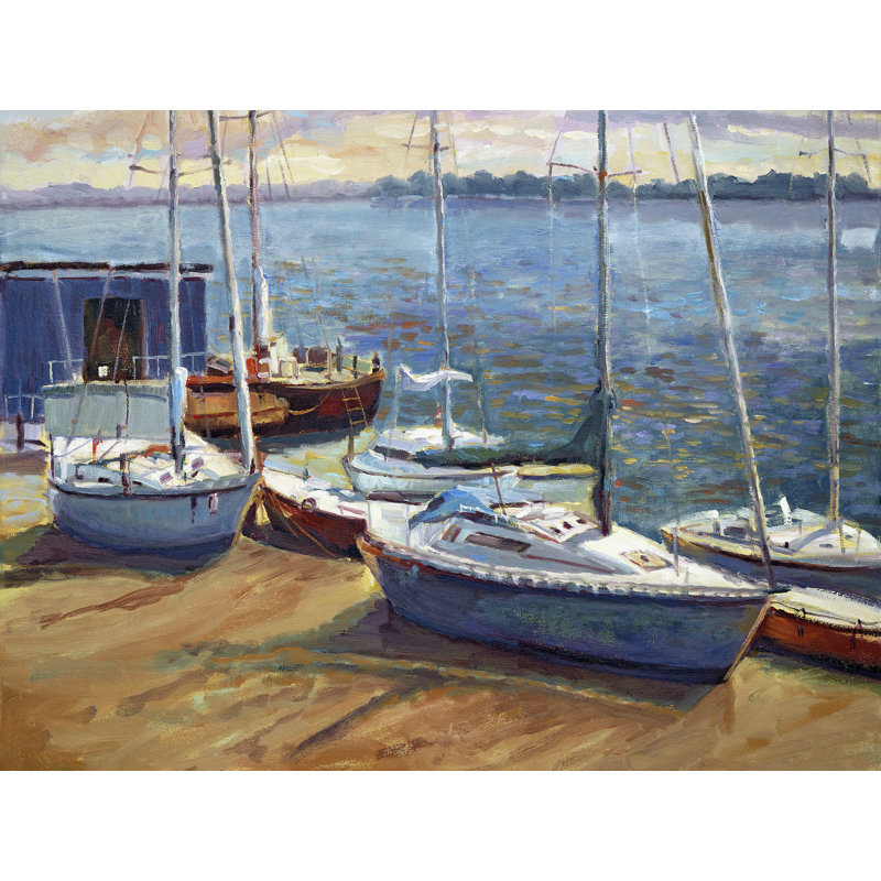 John Beard Collection''s Boats Of Borge On Giclee Canvas Hand Embellished Art, 30" H x 40" W x 2" D, Wrapped Canvas