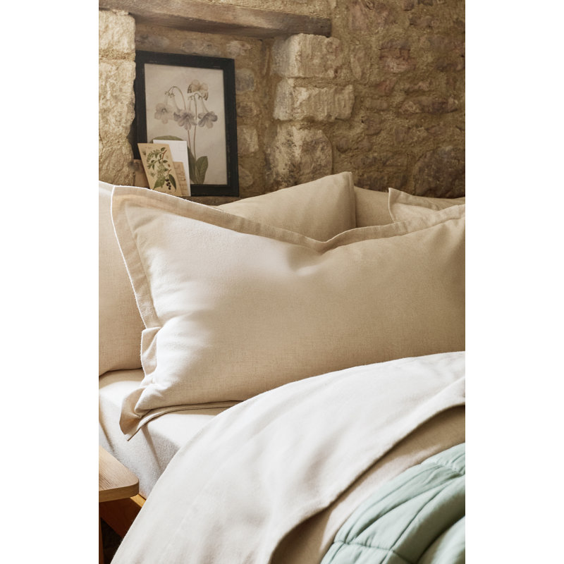 Flannel Marl Pillow Case, Oat, Standard Pillowcase