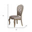 Ensemble de deux chaises d'appoint de salle à manger capitonnées en tissu beige et taupe et en bois massif