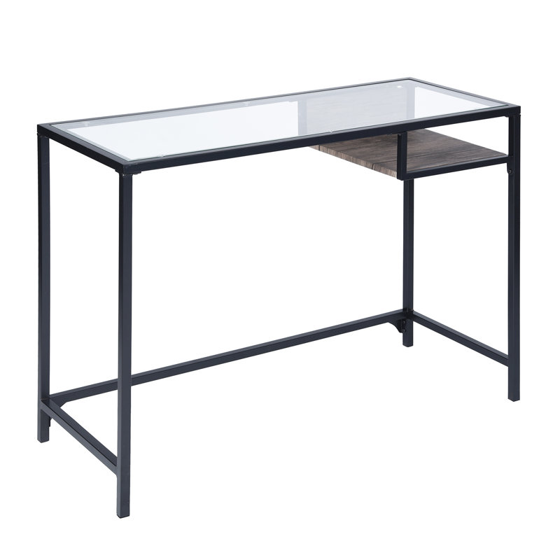 Glass Top Metal Base Writing Desk