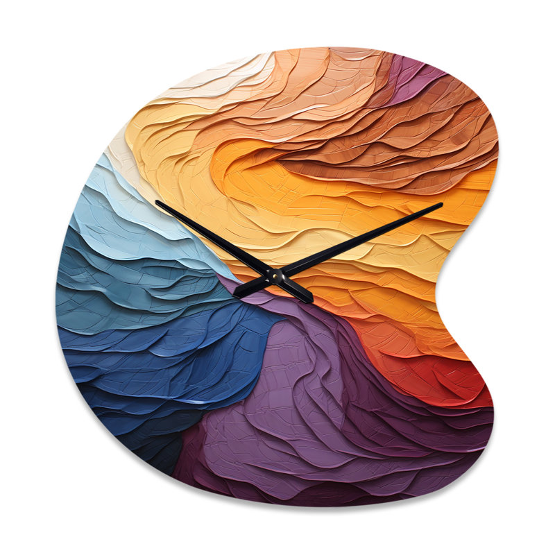 Abstrait lyrique jaune orange - coucher de soleil II - horloge murale en forme d'abstraction lyrique, Petit