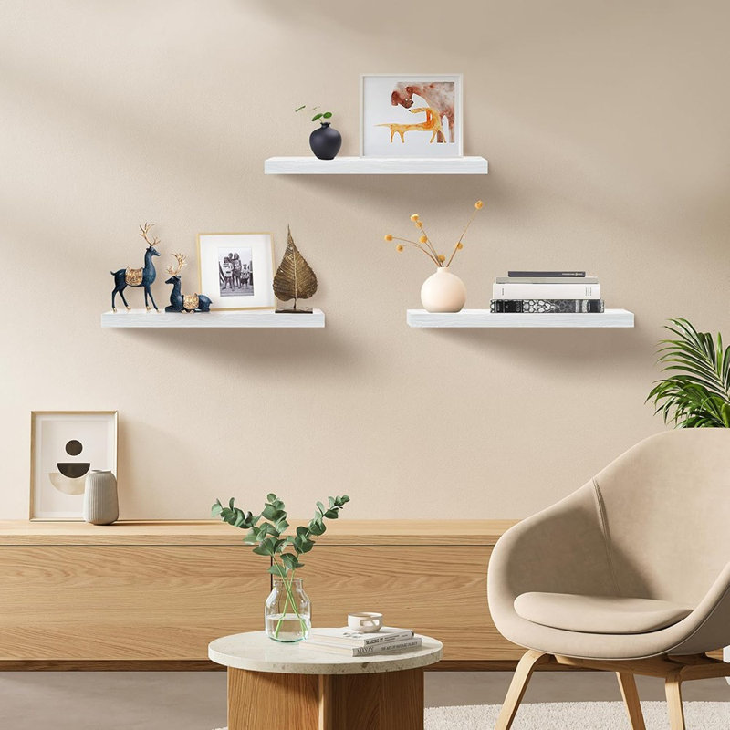 Ensemble de tablettes flottantes blanches pour mur de 3 tablettes blanches de 16 po pour la décoration intérieure